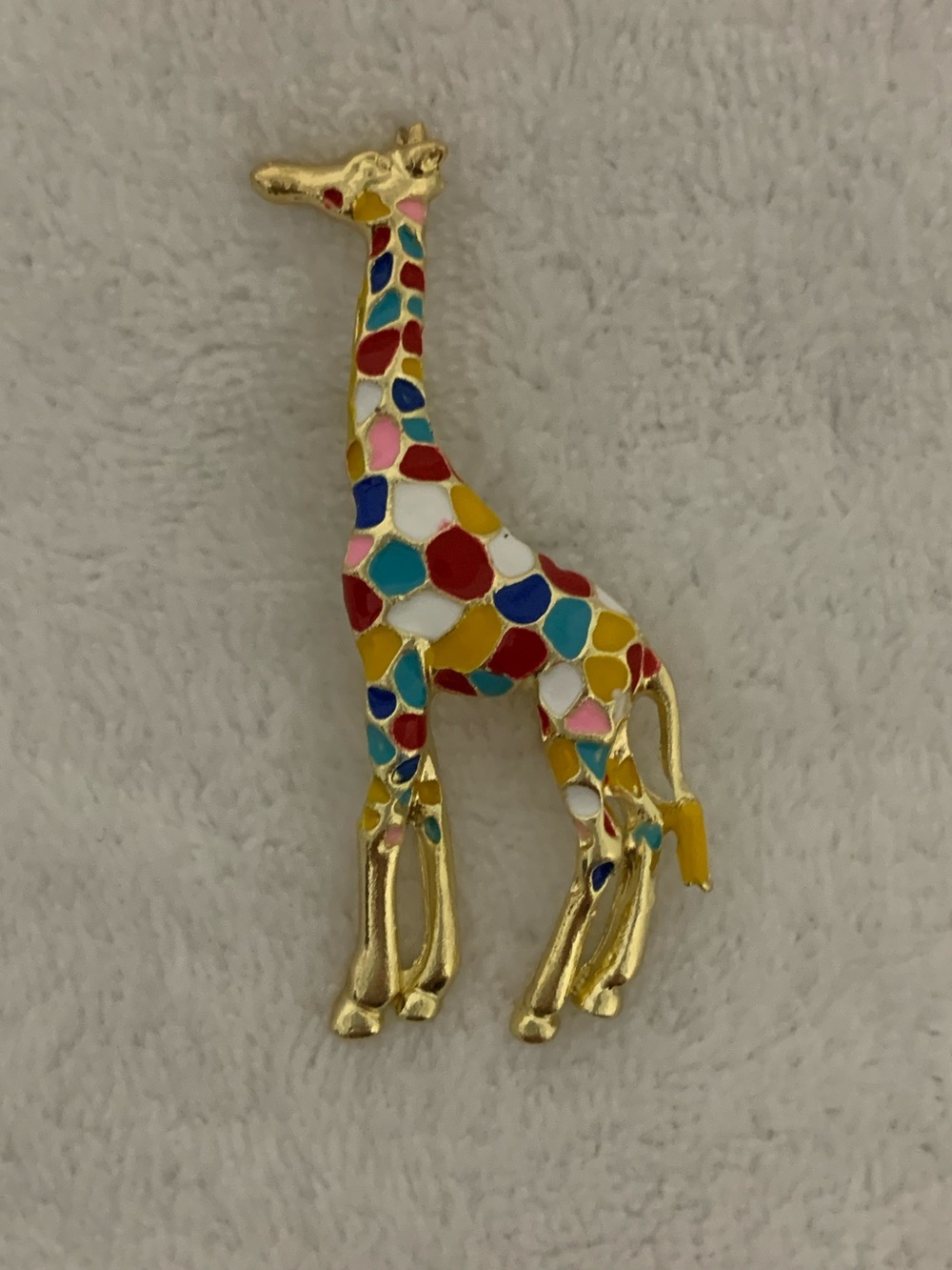 Gold Multicolor Giraffe Enamel Brooch